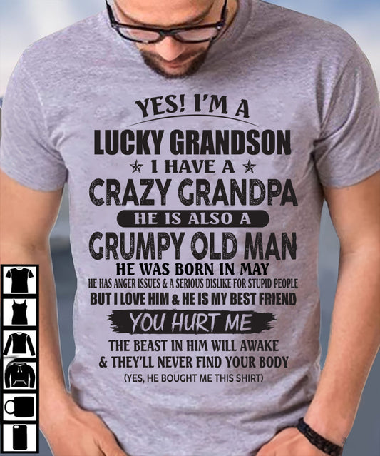 MAY - LUCKY GRANDSON OF CRAZY GRANDPA -  PERFECT GIFT FROM GRANDPA - NINA05 (SKU12-145-05)
