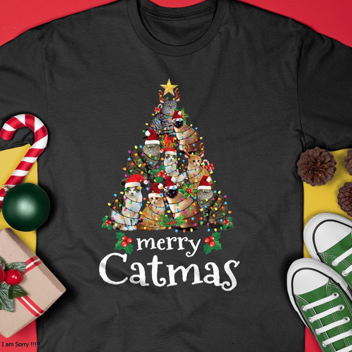 Merry Catmas Funny Cat Mom Cat Dad Christmas Cat T-Shirt - Christmas Unisex T-Shirt/Hoodie/Sweatshirt - NINA00