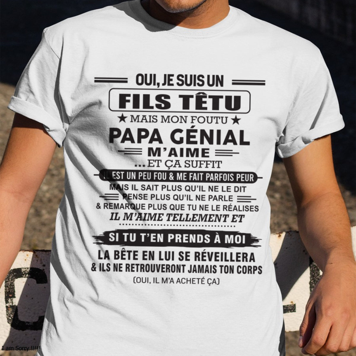Oui, je suis un garçon têtu – T-shirt | Cadeau d’anniversaire de papa pour son fils - NINA00 / fr00 (SKU12-260-00)