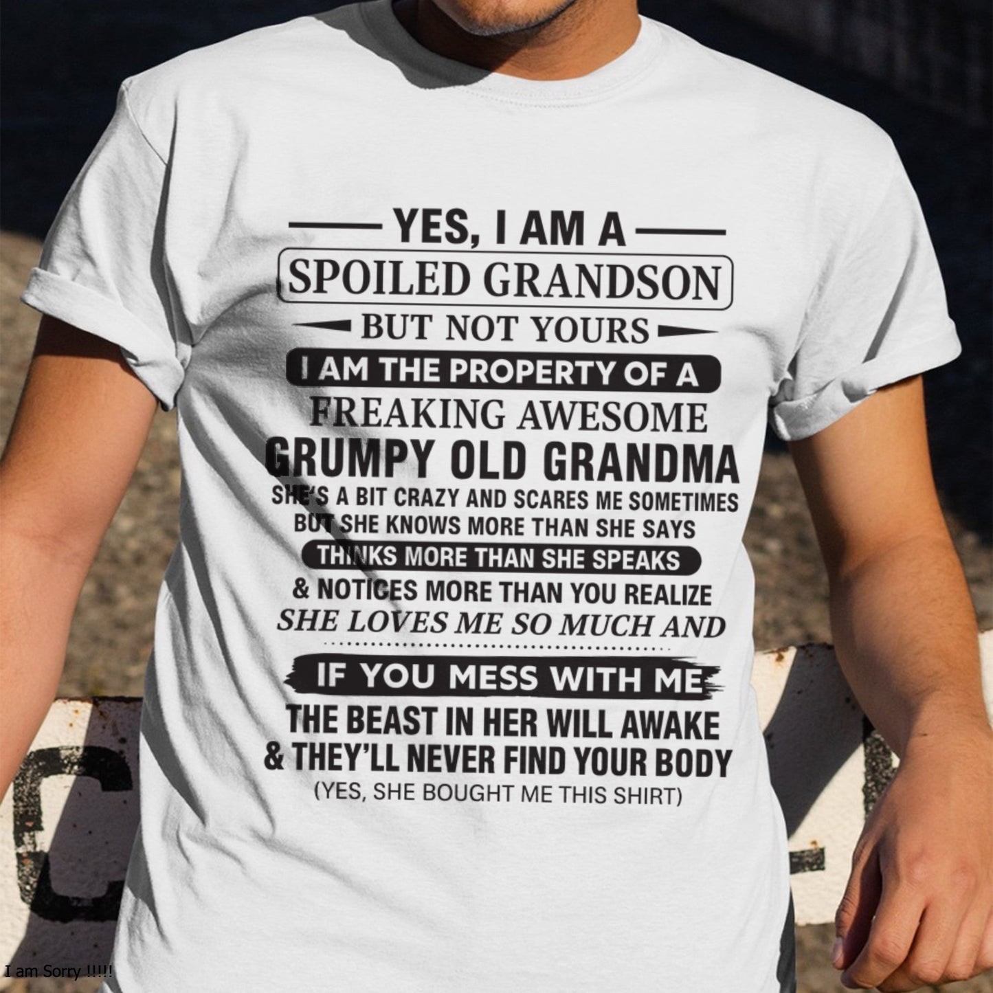 Yes I’m A Stubborn Grandson T-Shirt – Birthday Gift From Grandma / Woman - NINA00 (SKU10-171-00)