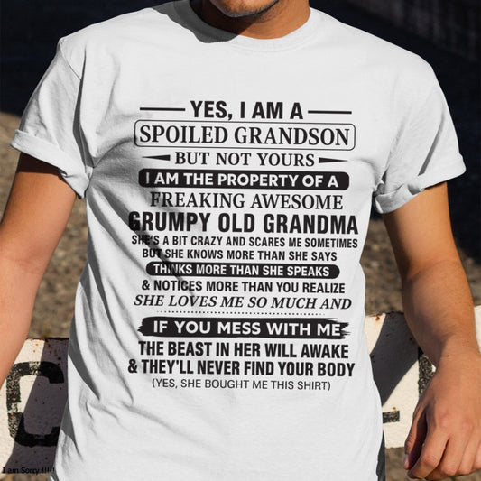 Yes I’m A Stubborn Grandson T-Shirt – Birthday Gift From Grandma / Woman - NINA00 (SKU10-171-00)
