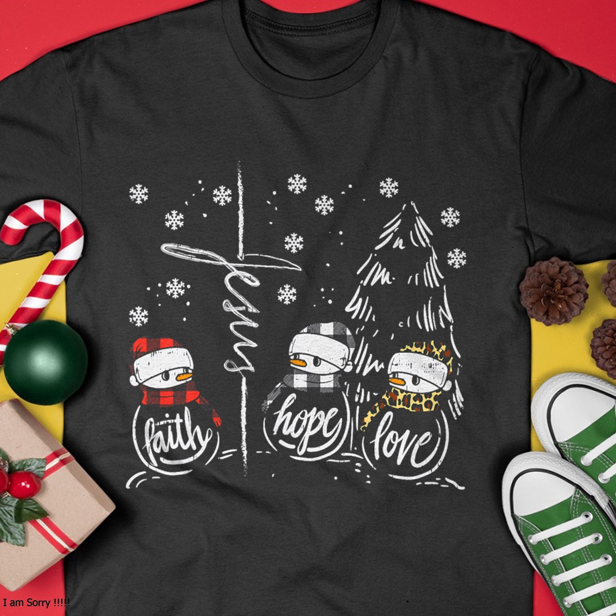 Faith Hope Love Jesus NINAman Plaid Leopard Christmas Gift T-Shirt - Christmas Unisex T-Shirt/Hoodie/Sweatshirt - NINA00