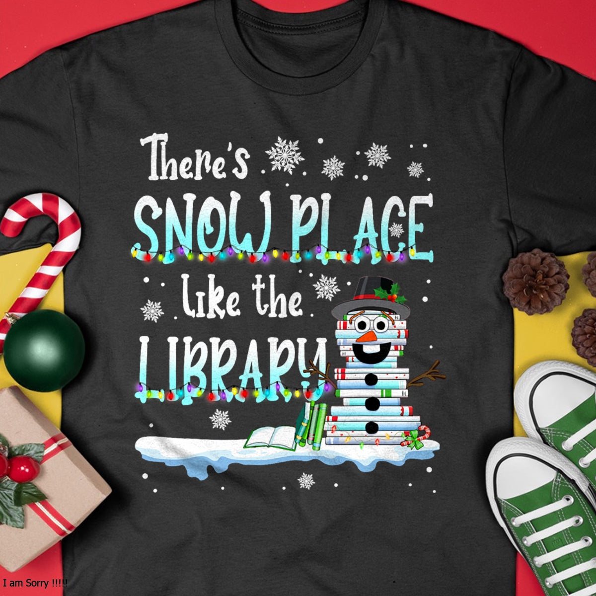 Librarian There's NINA Place Like The Library Christmas NINA T-Shirt - Christmas Unisex T-Shirt/Hoodie/Sweatshirt - NINA00