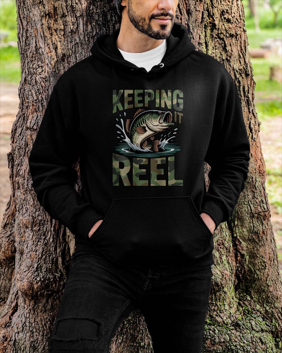 Fishing Camo Bass Fish Keeping Reel Jokes T-Shirt