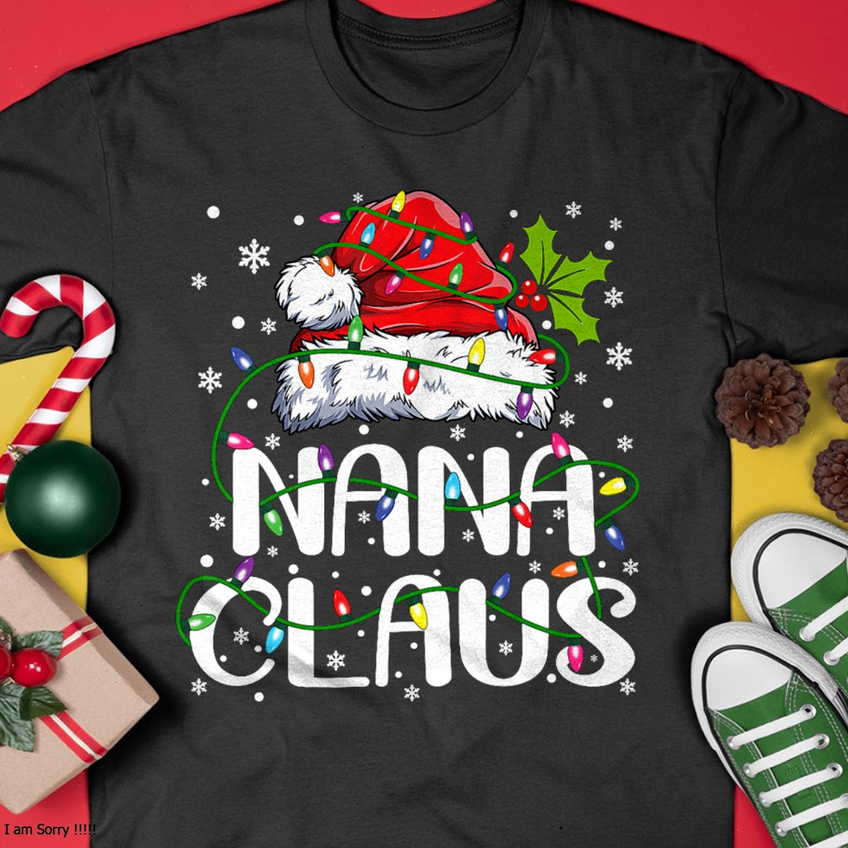 Nana Claus Christmas Lights Pajama Family Matching T-Shirt - Christmas Unisex T-Shirt/Hoodie/Sweatshirt - NINA00