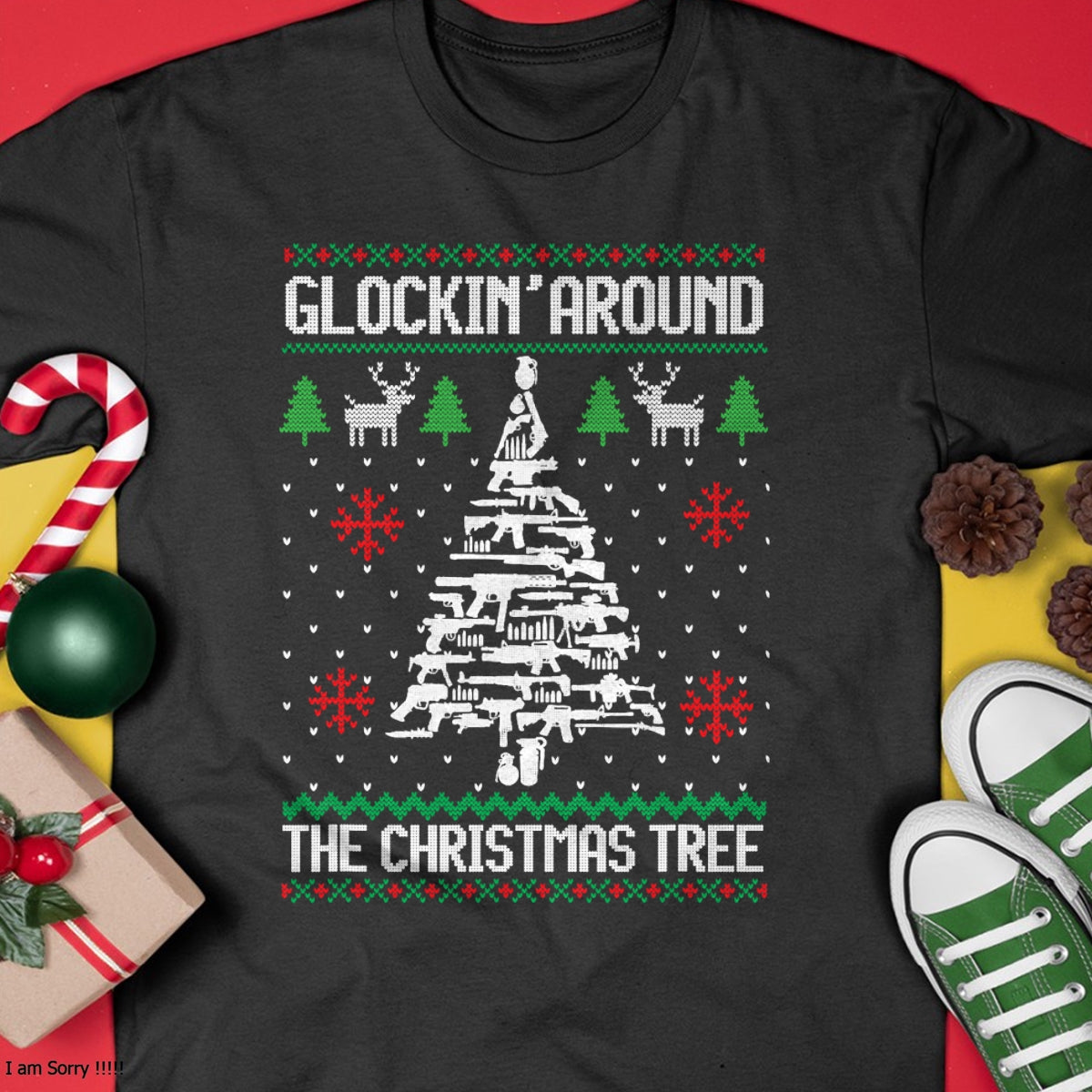 Funny Guns Ugly Christmas Sweaters for Gun Lovers Men Women T-Shirt - Christmas Unisex T-Shirt/Hoodie/Sweatshirt - NINA00