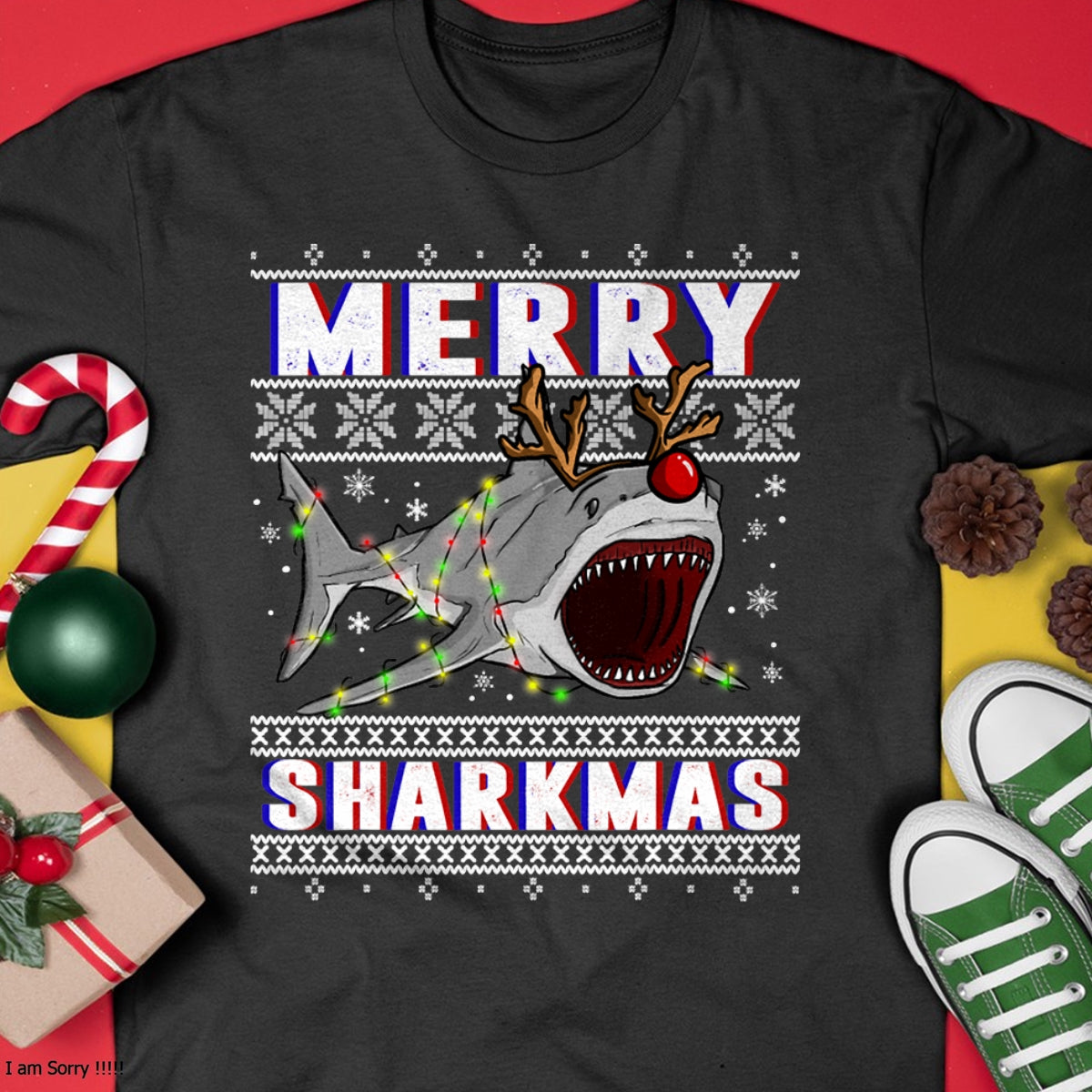 Funny Sharkmas Shark Ugly Christmas Sweaters T-Shirt - Christmas Unisex T-Shirt/Hoodie/Sweatshirt - NINA00