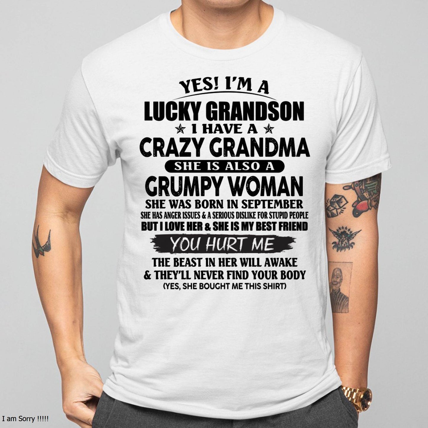 SEPTEMBER - LUCKY GRANDSON OF CRAZY GRANDMA -  PERFECT GIFT FROM GRANDMA - NINA09 (SKU12-113-09)