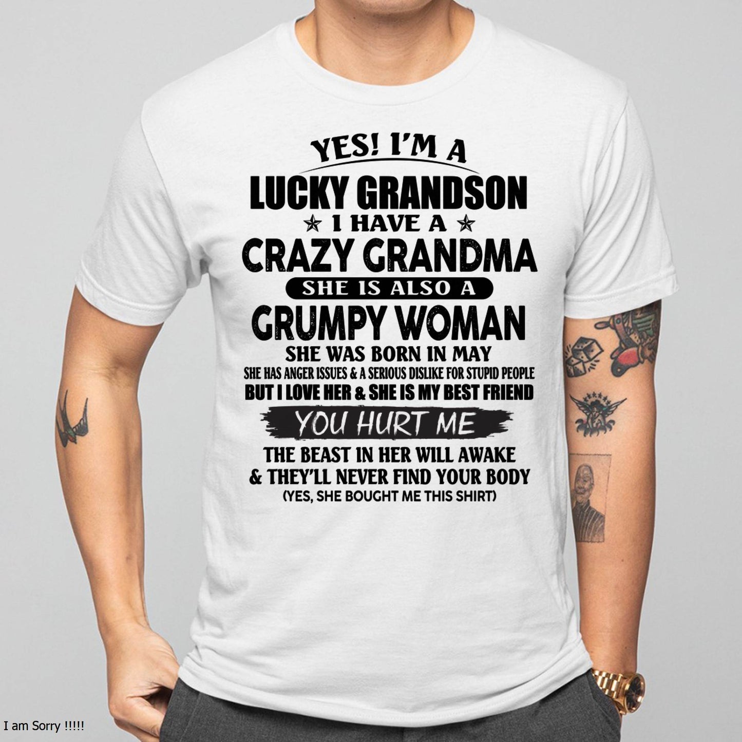 MAY - LUCKY GRANDSON OF CRAZY GRANDMA -  PERFECT GIFT FROM GRANDMA - NINA05 (SKU12-113-05)