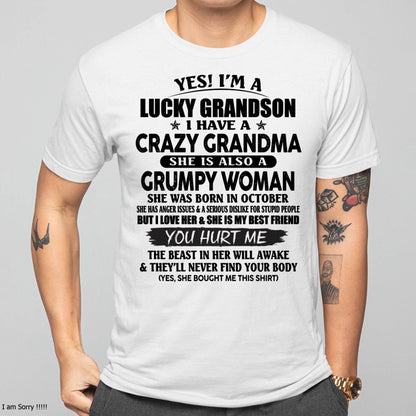OCTOBER - LUCKY GRANDSON OF CRAZY GRANDMA -  PERFECT GIFT FROM GRANDMA - NINA10 (SKU12-113-10)