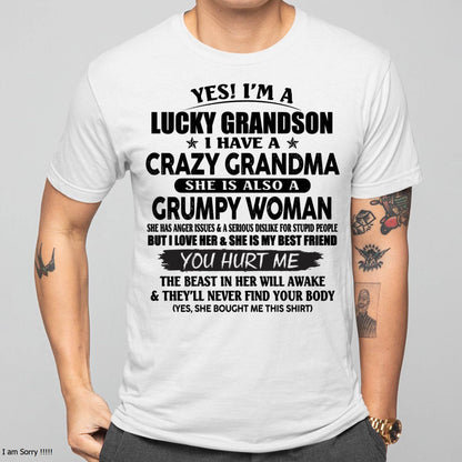 LUCKY GRANDSON OF CRAZY GRANDMA -  PERFECT GIFT FROM GRANDMA - NINA00 (SKU12-113-00)