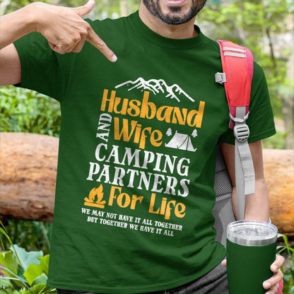 Husband Wife Camping Partners Couple Match Camper - Camping T-Shirt
