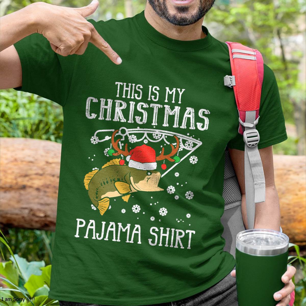 This is My Christmas Pajama Shirt Fishing Xmas T-Shirt