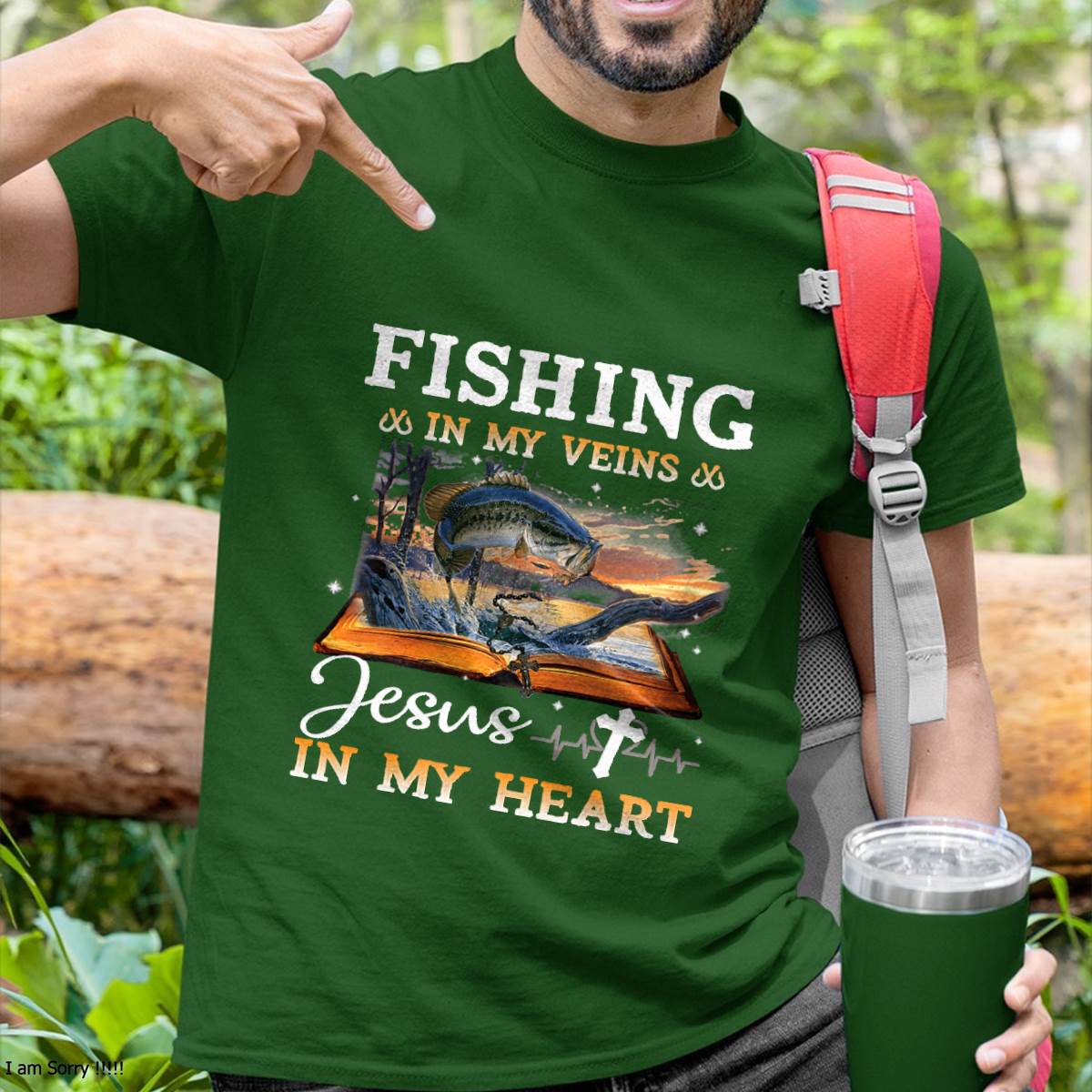 Fishing in My Veins and Jesus in My Heart Fishing Lovers T-Shirt
