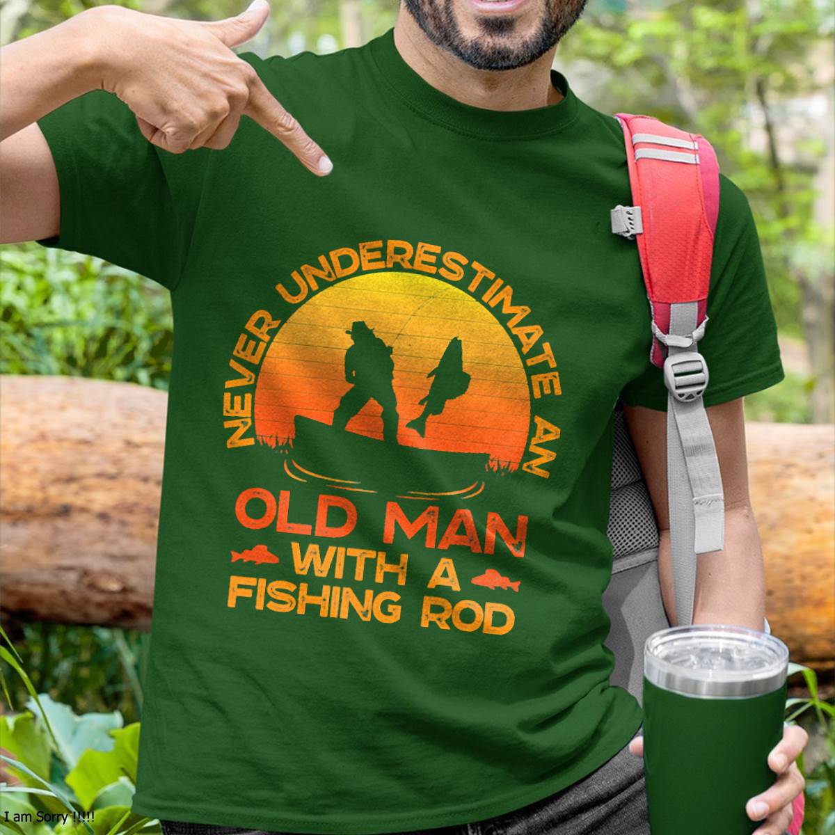 Never Underestimate an Old Man with A Fishing Rod Fisherman T-Shirt