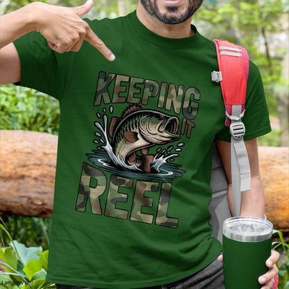 Fishing Camo Bass Fish Keeping Reel Jokes T-Shirt