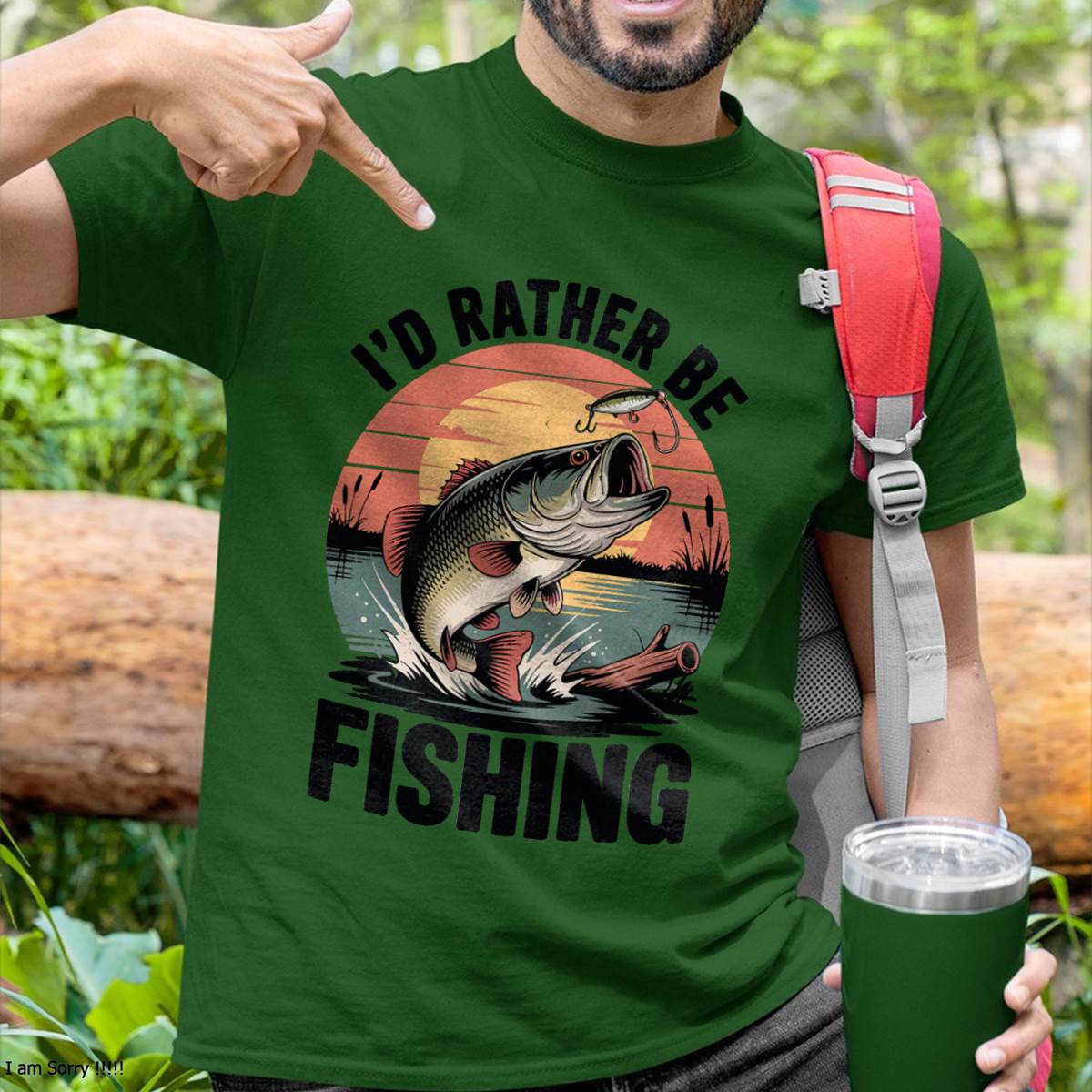 Id Rather Be Fishing Largemouth Bass Fish Jokes Funny T-Shirt