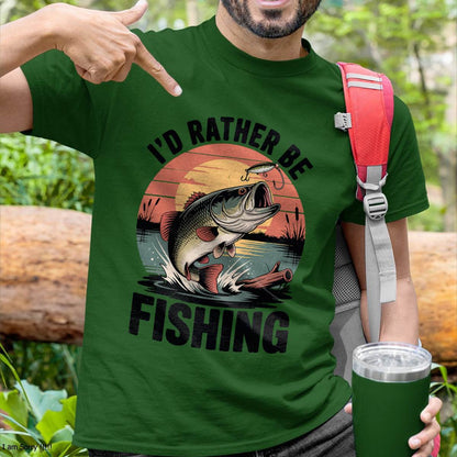 Id Rather Be Fishing Largemouth Bass Fish Jokes Funny T-Shirt