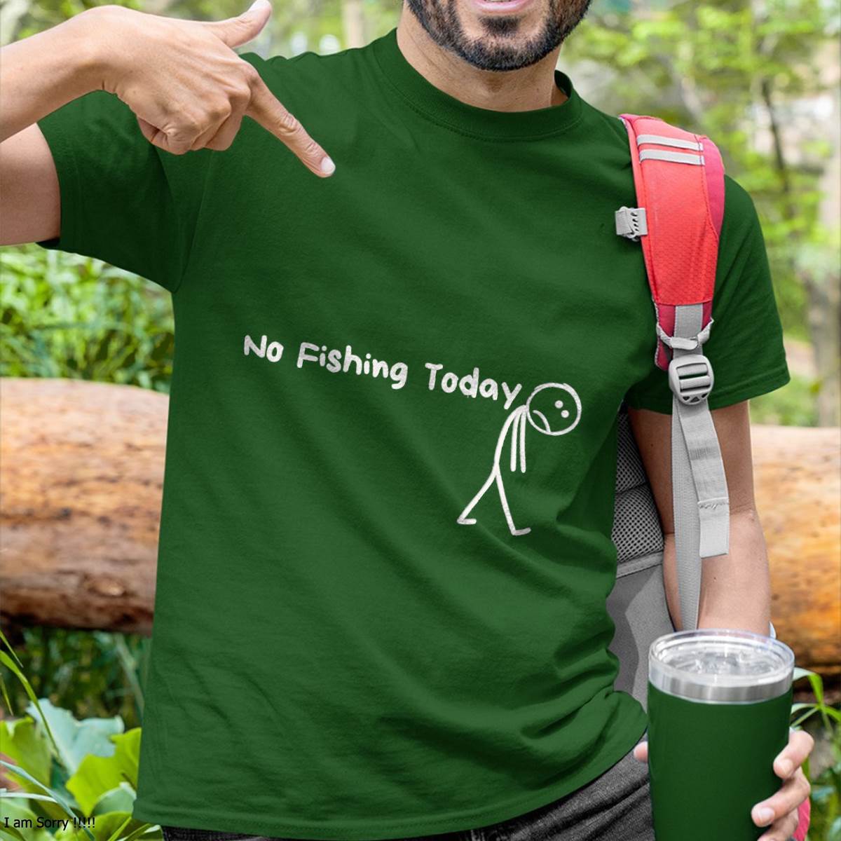 Sad Stick Figure Fishing Lover No Fishing Today T-Shirt