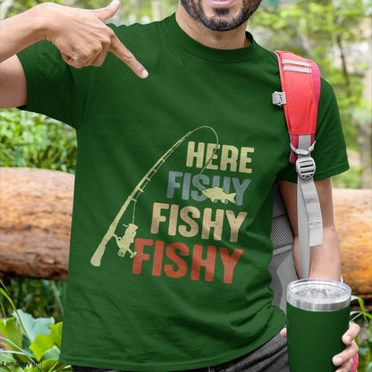 Here Fishy Fishy Fishy Fishing Angler Deep Sea Fishing Funny T-Shirt