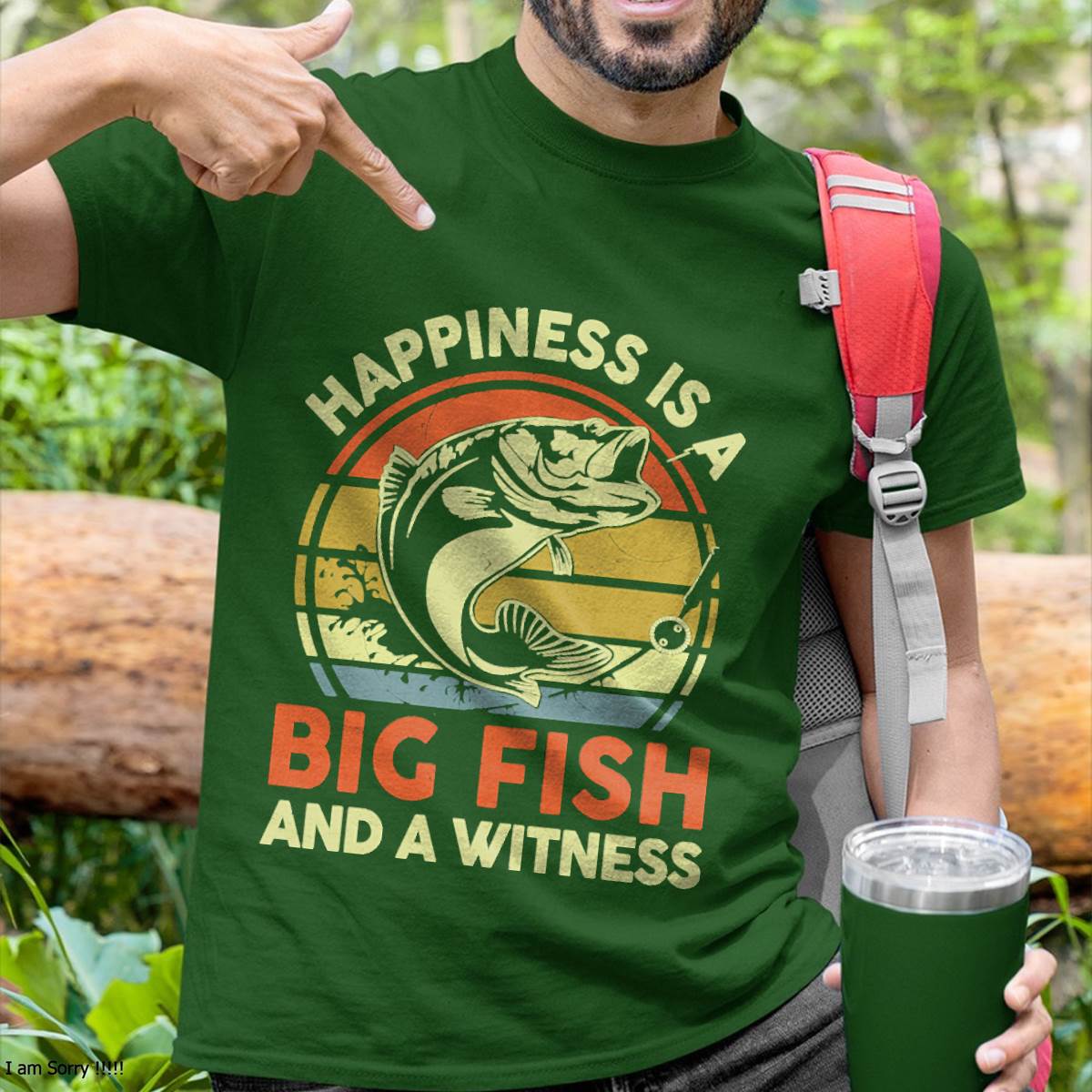 Fishing Gift Happiness Big Fish Witness Funny Bass Fish T-Shirt