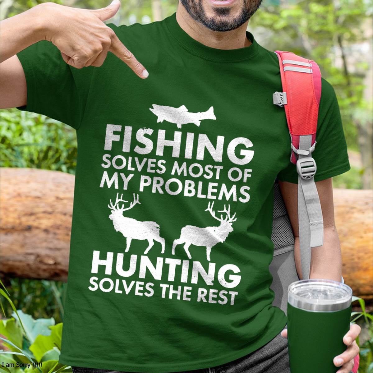 Funny Fishing and Hunting Gift Christmas Humor Hunter Cool T-Shirt Small