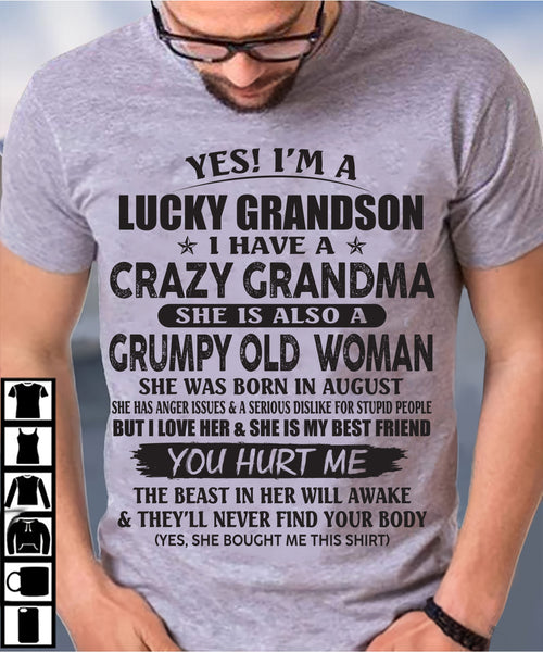 AUGUST - LUCKY GRANDSON OF CRAZY GRANDMA -  FROM GRANDMA - NINA08 (SKU10-173-08)