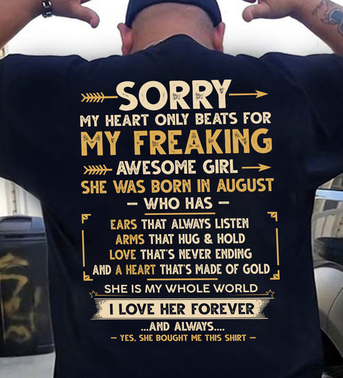 AUGUST - AWESOME GIRL WHO HAS EARS THAT ALWAYS LISTEN ARMS THAT HUG & HOLD - FROM WIFE - NINA08 (SKU2602-125-08)