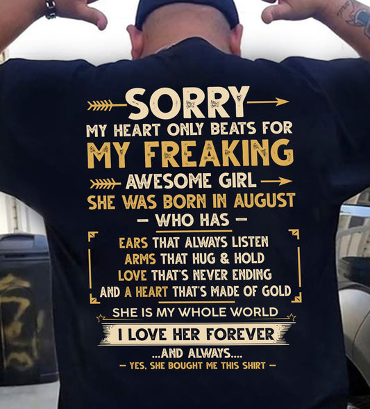 AUGUST - AWESOME GIRL WHO HAS EARS THAT ALWAYS LISTEN ARMS THAT HUG & HOLD - FROM WIFE - NINA08 (SKU2602-125-08)