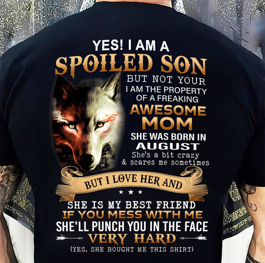 August - Lucky Son of Awesome Mom - Perfect Gift for Son From Mom - NINA08 (SKU10-128-08)