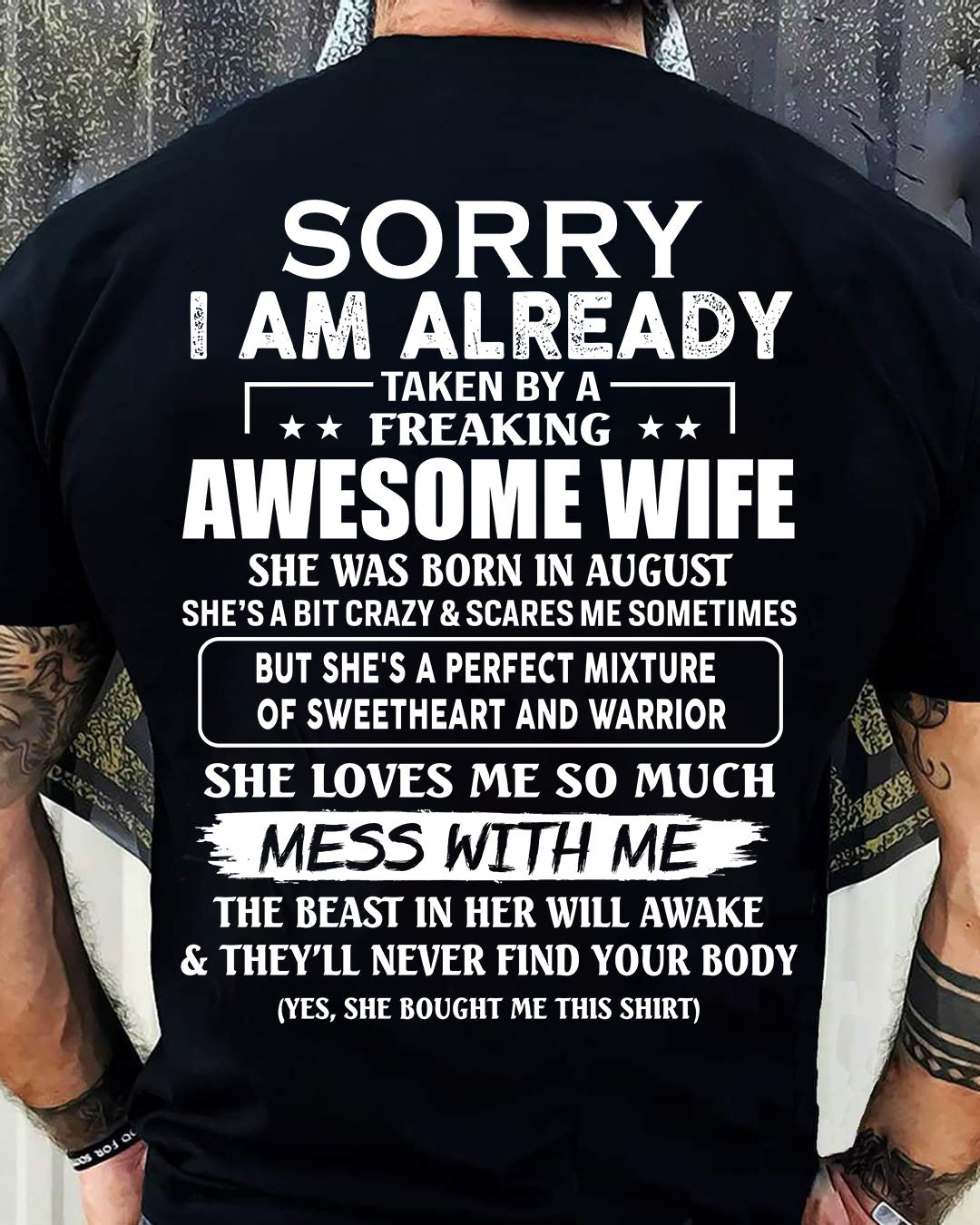 Wife August - Perfect gift for husband From Wife - NINA08 (SKU68-86-08)