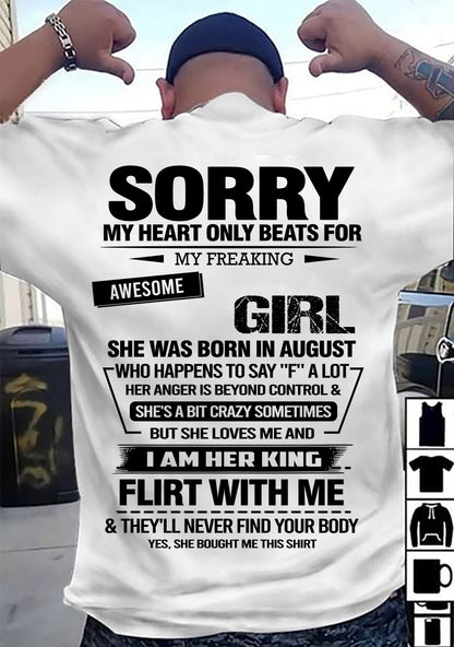 AUGUST - SORRY MY HEART ONLY BEATS FOR MY FREAKING AWESOME GIRL - FROM WIFE - NINA08 (SKU26T-01-59-08)