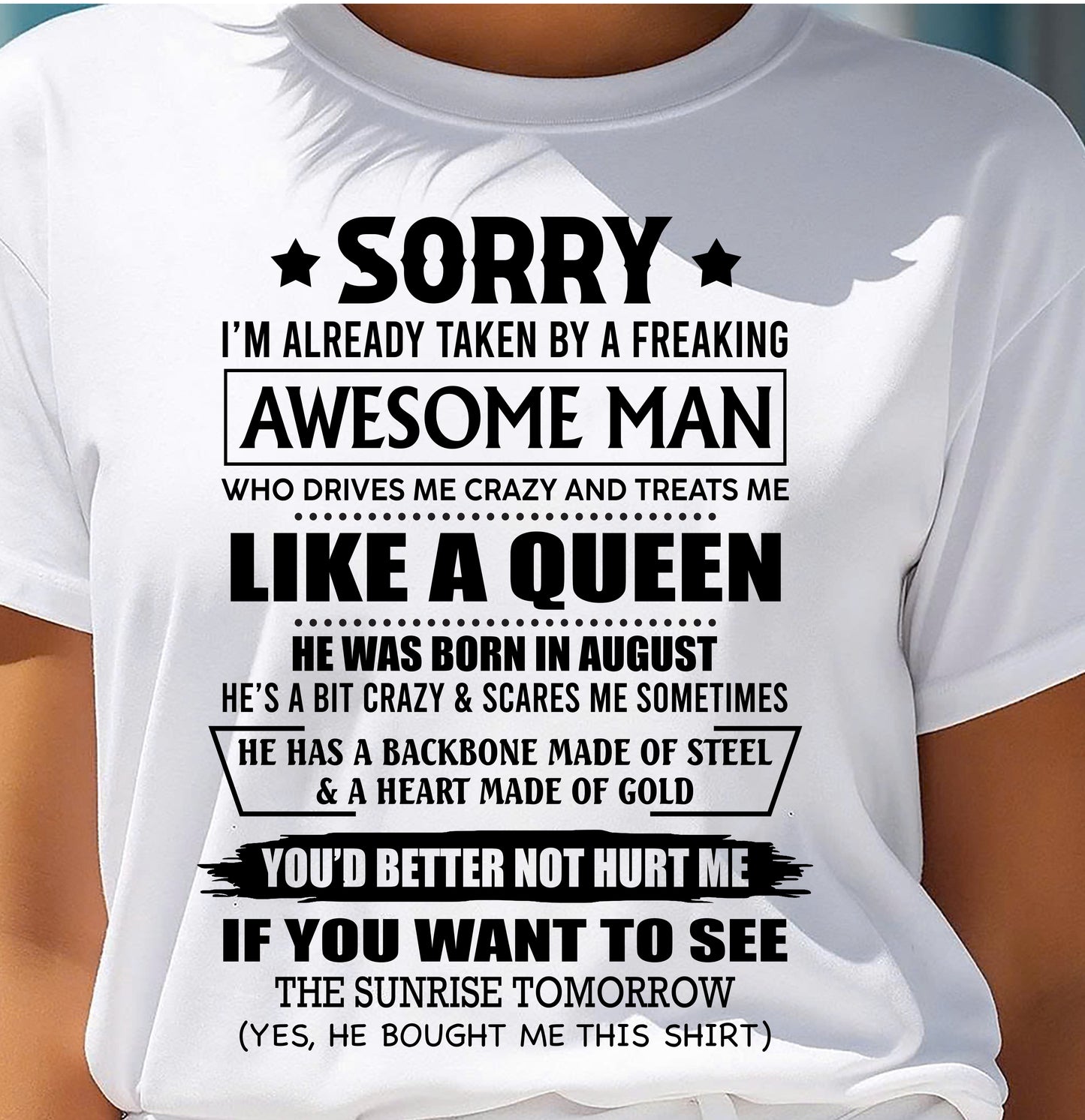 AUGUST - HE HAS A BACKBONE MADE OF STEEL AND A HEART MADE OF GOLD - FROM HUSBAND - NINA08 (SKU26T-0199-08)