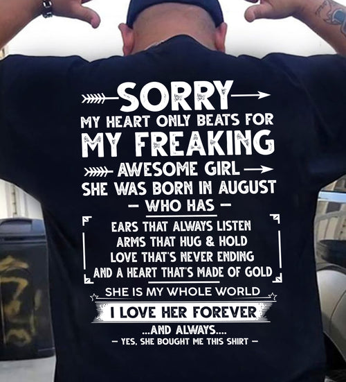 AUGUST - SORRY MY HEART ONLY BEATS FOR MY FREAKING AWESOME GIRL - FROM WIFE - NINA08 (SKU2603-15-08)