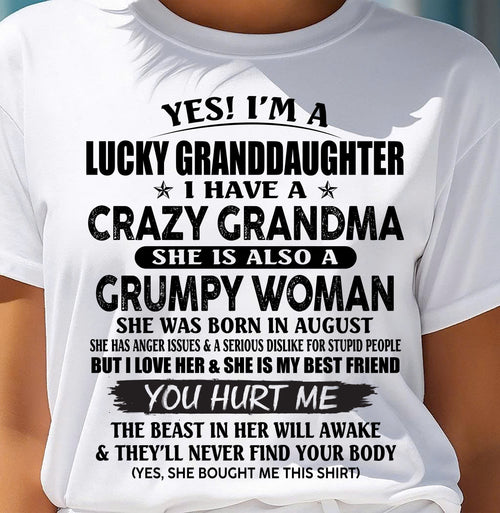 AUGUST - LUCKY GRANDDAUGHTER OF CRAZY GRANDMA - PERFECT GIFT FROM GRANDMA - NINA08 (SKU12-146-08)