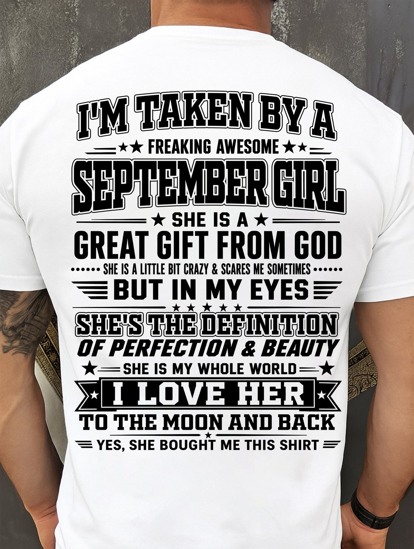 SEPTEMBER - I'm Taken By A Freaking Awesome Girl Shirt – Gift for your Boyfriend or Husband from wife - NINA09 (SKU2606-320-09)