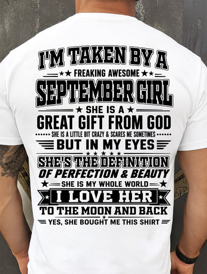 SEPTEMBER - I'm Taken By A Freaking Awesome Girl Shirt – Gift for your Boyfriend or Husband from wife - NINA09 (SKU2606-320-09)