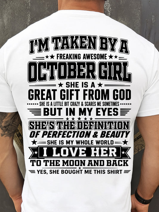 OCTOBER - I'm Taken By A Freaking Awesome Girl Shirt – Gift for your Boyfriend or Husband from wife - NINA10 (SKU2606-320-10)