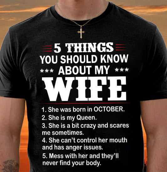 OCTOBER - 5 THINGS YOU SHOULD KNOW ABOUT MY WIFE - FROM WIFE - NINA10 (SKU2605-131-10)