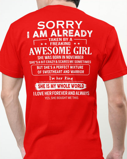 November - Awesome girl - Perfect gift for your boyfriend - (SKU04-86-11) - From Wife NINA11