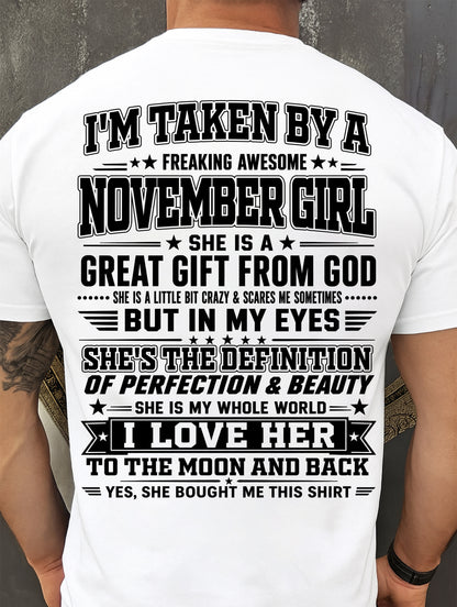 NOVEMBER - I'm Taken By A Freaking Awesome Girl Shirt – Gift for your Boyfriend or Husband from wife - NINA11 (SKU2606-320-11)