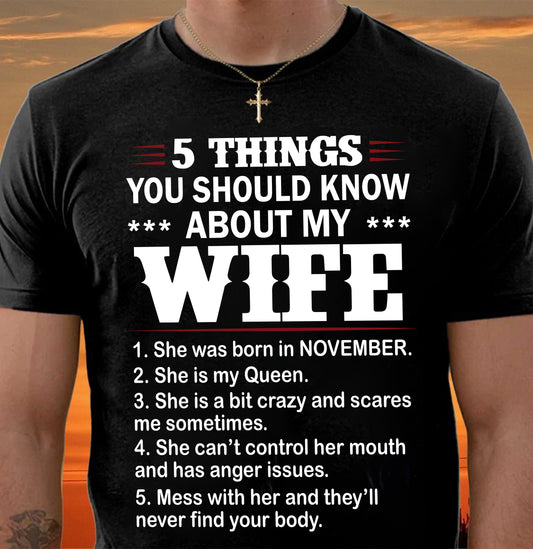 NOVEMBER - 5 THINGS YOU SHOULD KNOW ABOUT MY WIFE - FROM WIFE - NINA11 (SKU2605-131-11)