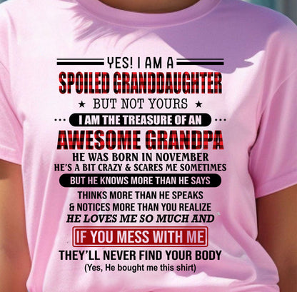 NOVEMBER - YES! I'M A SPOILED GRANDDAUGHTER - GIFT FROM GRANDPA - NINA11 (SKU26T-01317-11)