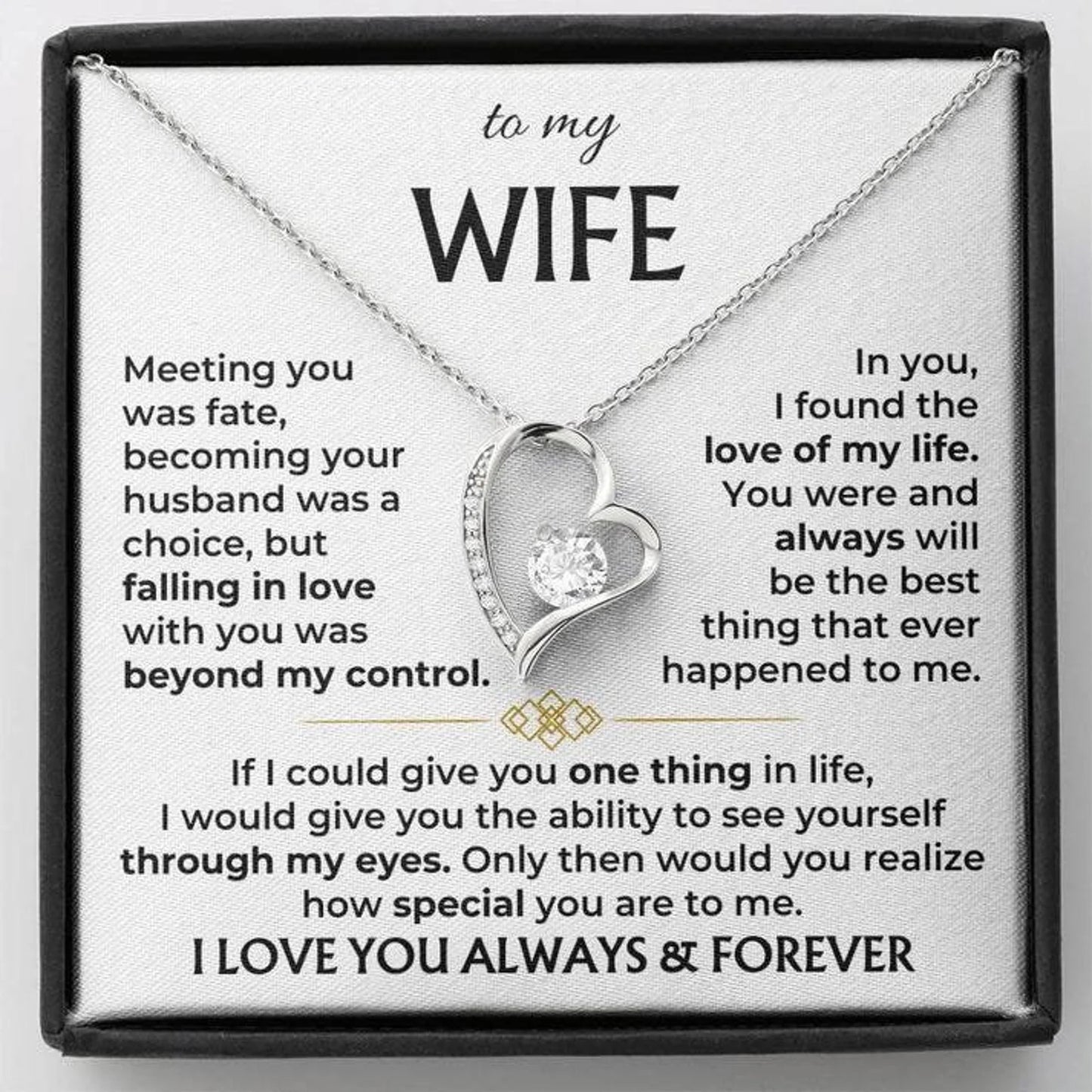 TO MY WIFE - GIFT FROM HUSBAND- Forever Love Necklace