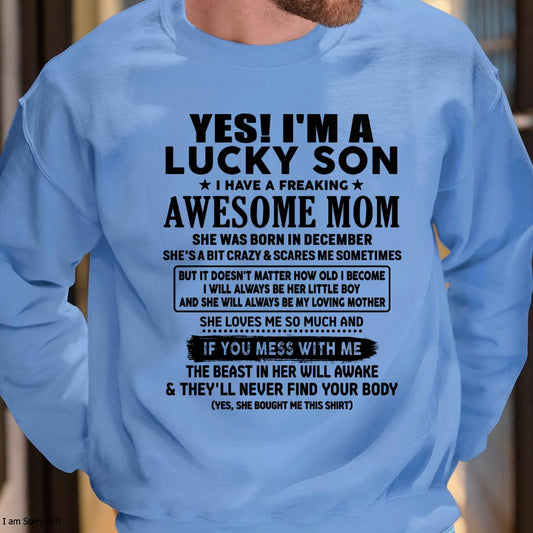 December - I am Lucky Son - Gift For Son From Mom - NINA12 - (SKU-T1206LMS-12)