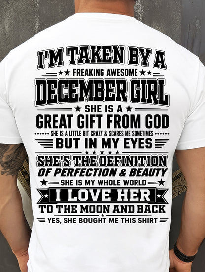 DECEMBER - I'm Taken By A Freaking Awesome Girl Shirt – Gift for your Boyfriend or Husband from wife - NINA12 (SKU2606-320-12)