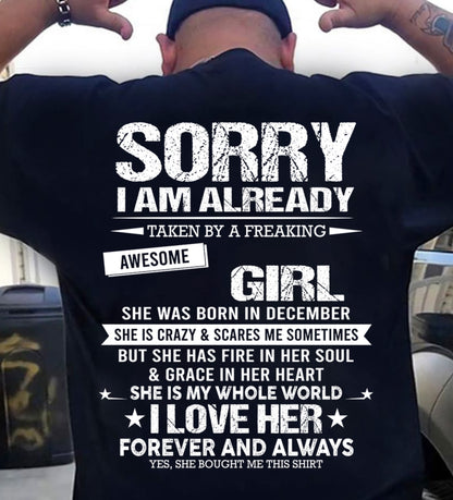 DECEMBER- SORRY I AM ALREADY TAKEN BY A FREAKING AWESOME GIRL - FROM WIFE - NINA12 (SKU12-298-12)