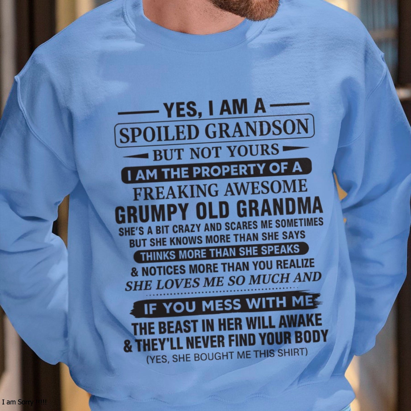 Yes I’m A Stubborn Grandson T-Shirt – Birthday Gift From Grandma / Woman - NINA00 (SKU10-171-00)