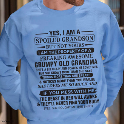 Yes I’m A Stubborn Grandson T-Shirt – Birthday Gift From Grandma / Woman - NINA00 (SKU10-171-00)