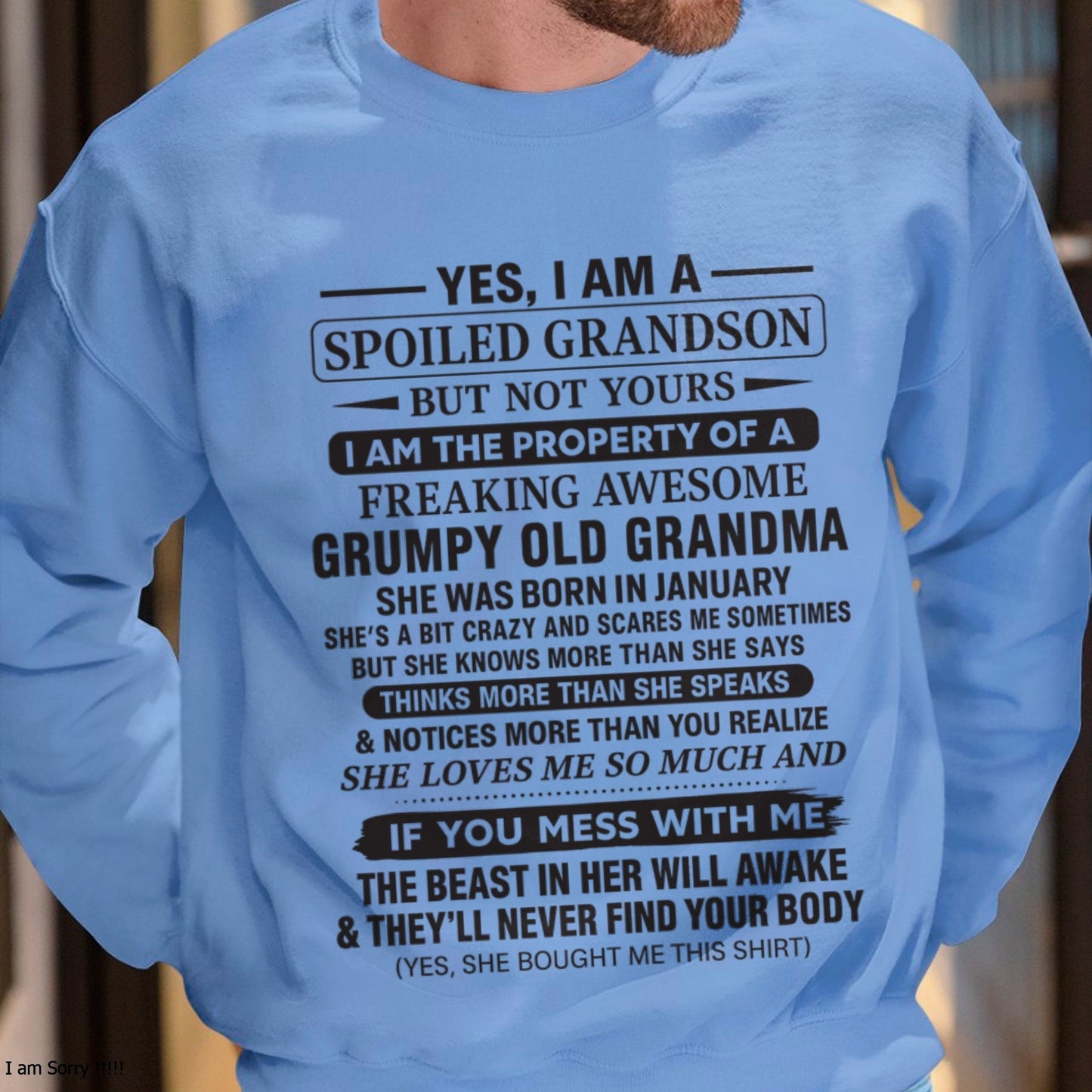 Yes I’m A Stubborn Grandson T-Shirt – Birthday Gift From February Grandma / Woman - NINA02 (SKU10-171-02)
